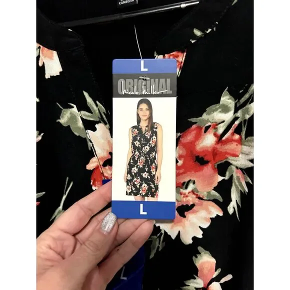 NICOLE MILLER WOMEN'S DRESS, SLEEVELESS, KNEE-LENGTH, NWT, DRAWSTRING WAIST, LG - Picture 10 of 11